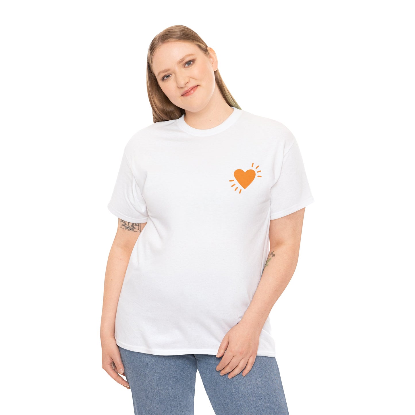 Unisex Heavy Cotton Tee - Small Heart - SA