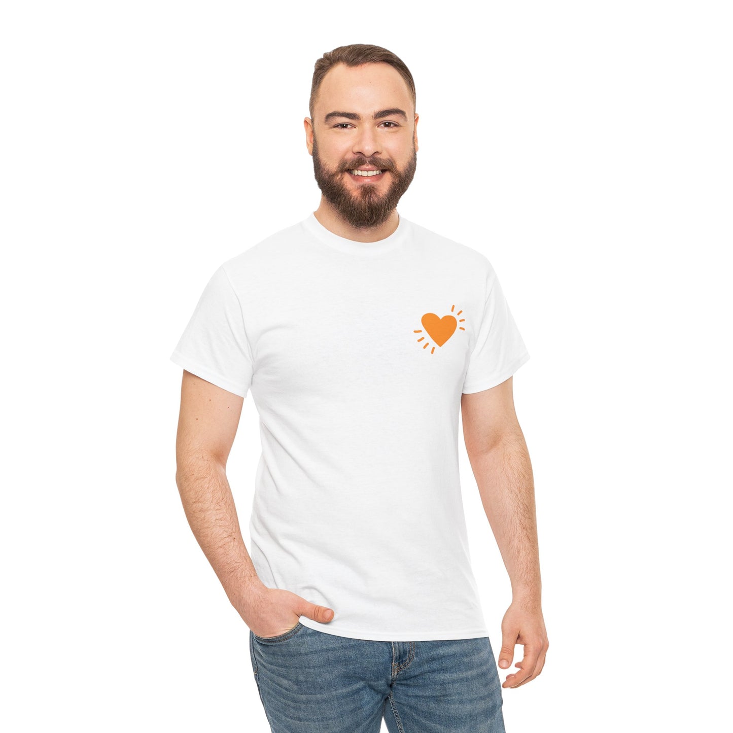 Unisex Heavy Cotton Tee - Small Heart - SA