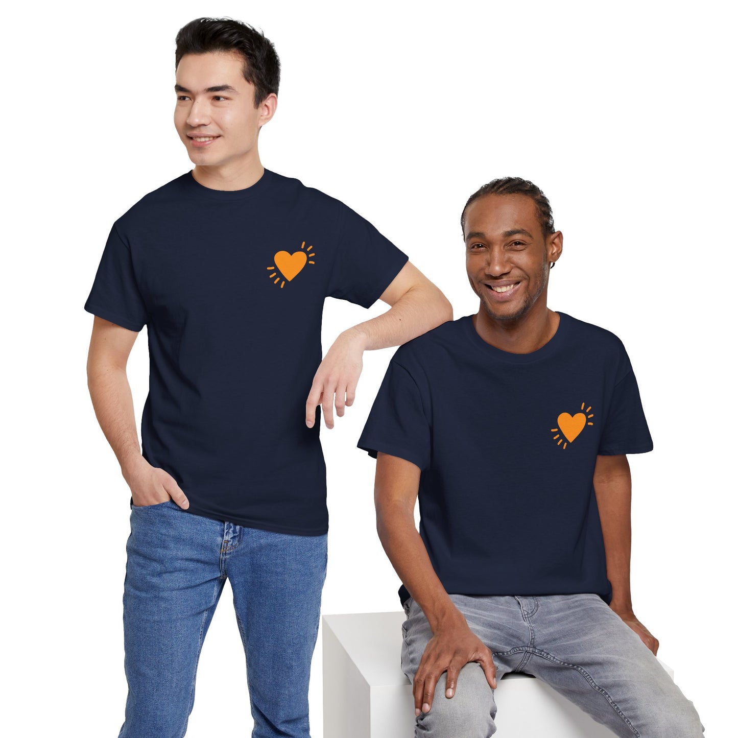 Unisex Heavy Cotton Tee - Small Heart - SA